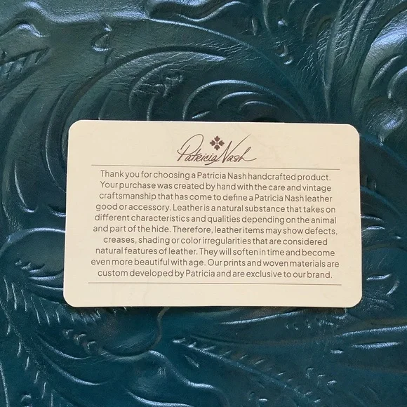 Patricia Nash Blue Coral Floral Tooled Leather Wristlet - Picture 9 of 15